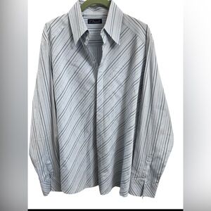 7 DIAMONDS Blue Persuasion Shirt Button Up Striped Sz(XL)